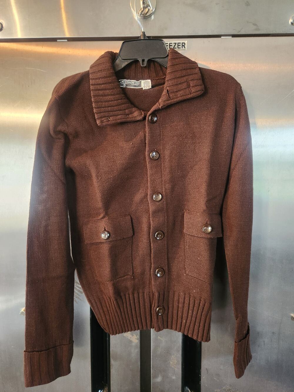 Vintage Chip & Chip Brown Knit Button Front Cardigan Sweater Men's Size M